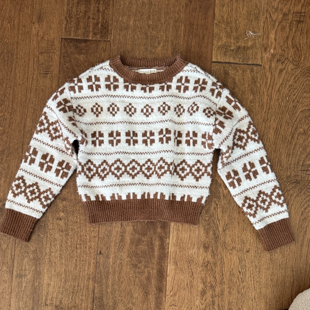 Copper Key Geometric Brown and Cream Sweater